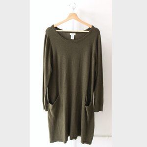 Sundance Film Noir Sweater Dress Pockets Green M
